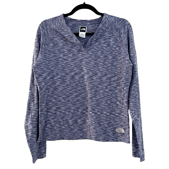 NORTH FACE Purple Long Sleeve Winter Base Layer V-neck Shirt Sz L - Picture 1 of 5